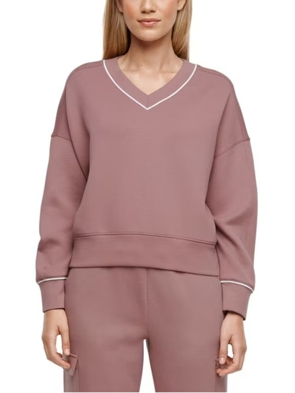 Express Oversized V-Neck Women's Sweater in Dusty Rose M
